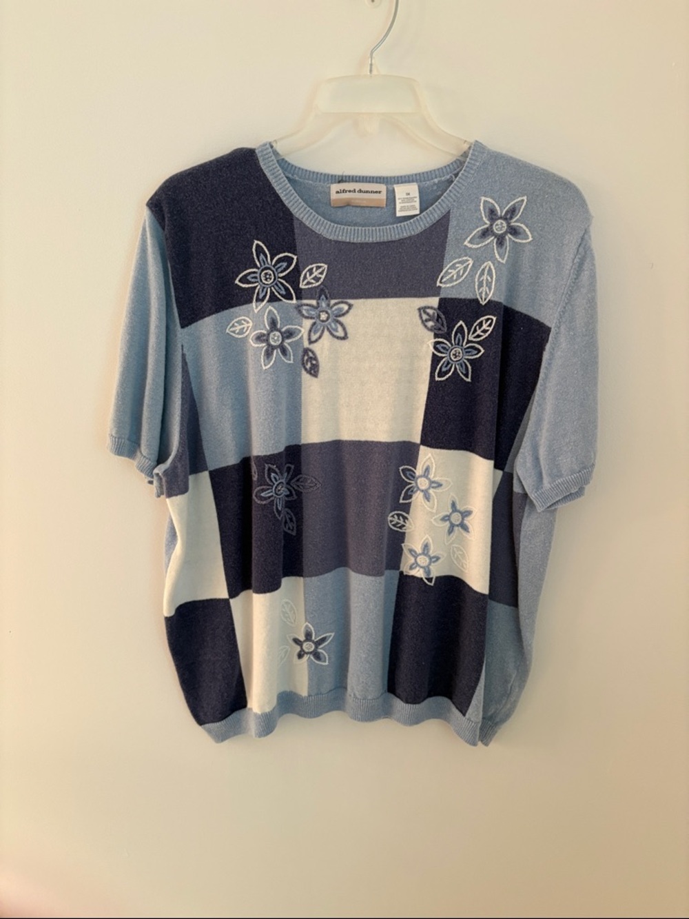 Light Blue & Navy Floral Block Knit Tee